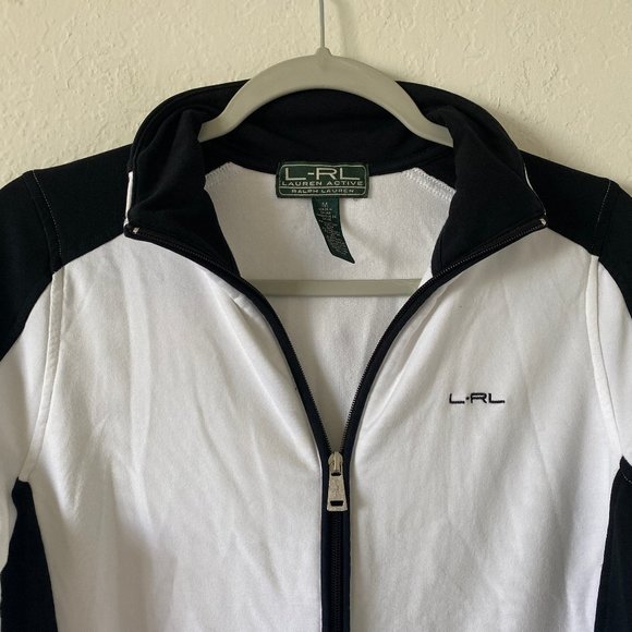 L-RL Ralph Lauren Active Womens Sweater Athleisure Size M Colorblock Zip Up - Picture 2 of 13